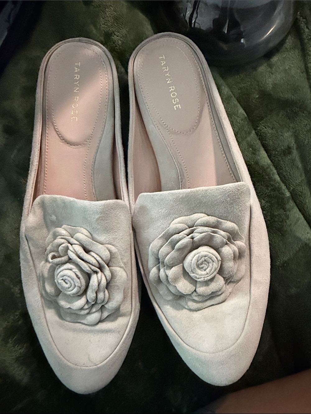 Taryn Rose Suede Floral Mules